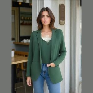 Brooks Brothers Women's Merino Red Fleece Label Textured Knit Blazer Size XS